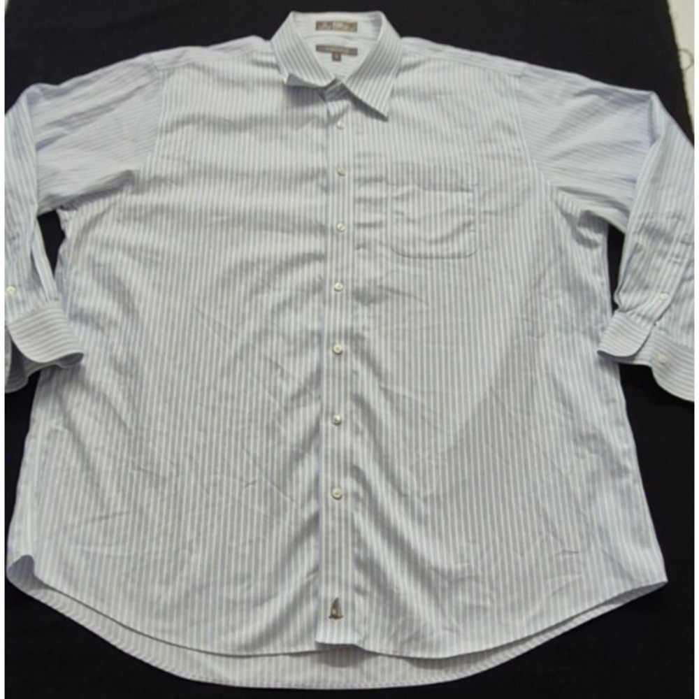 Nordstrom men's blue/white striped button up dress shirt Long Sleeves sz. 18/34